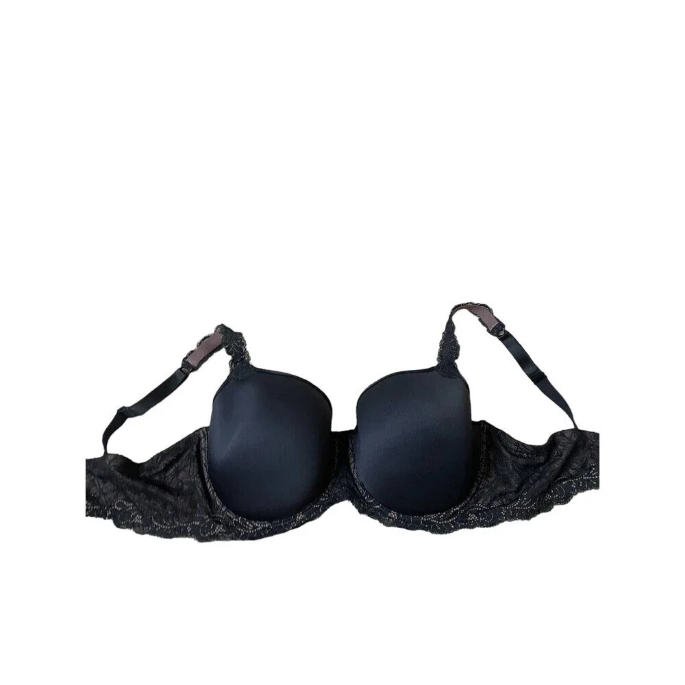 Wacoal 38DD black bra lace overlay pushup underwire sexy plus size